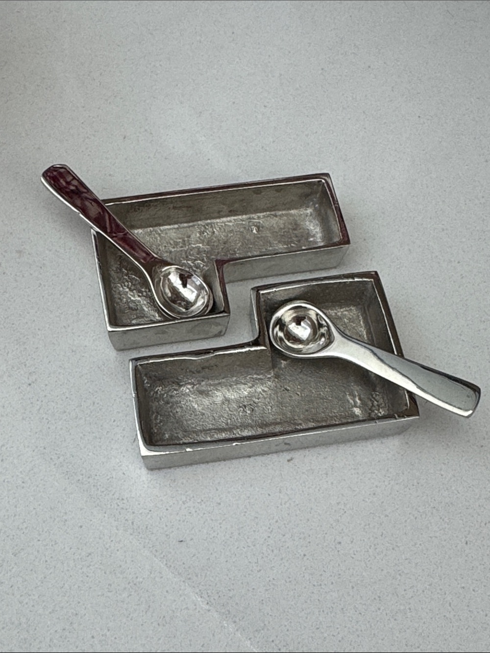 Salt and pepper cellar - Silver tone metal Serving Dish Set